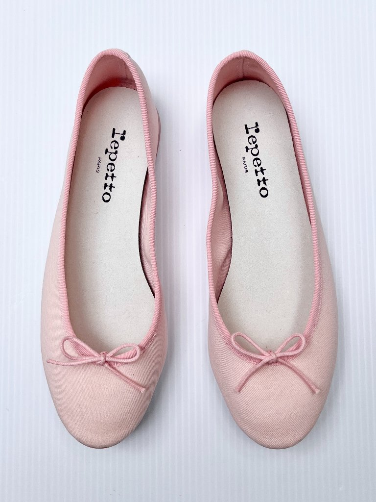 Repetto Cendrillon Canvas Ballet Flats In "Icone" Pink- Size 38.5 Eu/7.5 Us